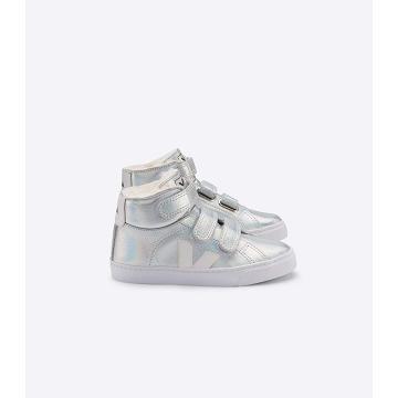 Veja ESPLAR MID FURED LEATHER Vysoke Detske Silver/White | SK 693CTV